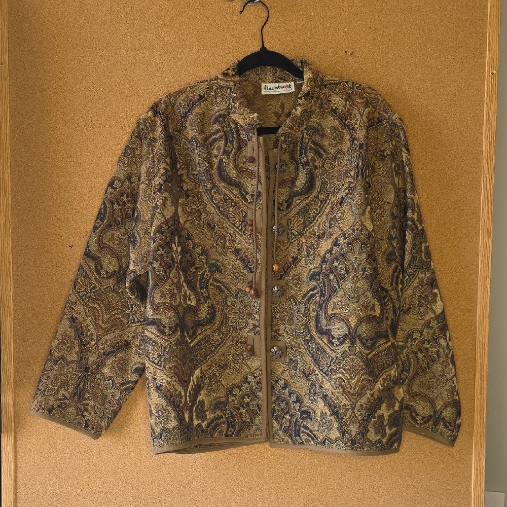 Flashback Y2K Paisley Blazer in Brown and Tan Eclectic Grandma L